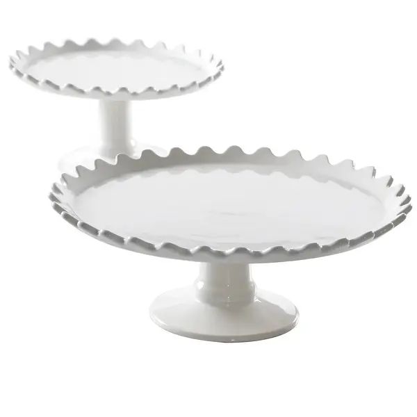 Martha Stewart 2 Piece Stoneware Cake Stand Set in White - 2 Piece - Overstock - 36337830 | Bed Bath & Beyond