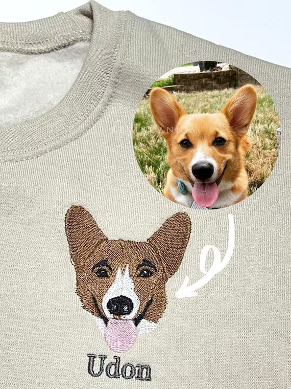 PERSONALIZED | Custom Embroidered Cartoon Pet Sweater Using Pet Photo | Personalized Dog/Cat swea... | Etsy (US)
