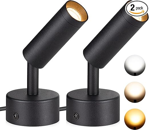 SUNVIE 2 Pack LED Spot Lights Indoor 3000K/4000K/5000K Adjustable Up Lights Indoor 3W Dimmable Fl... | Amazon (US)