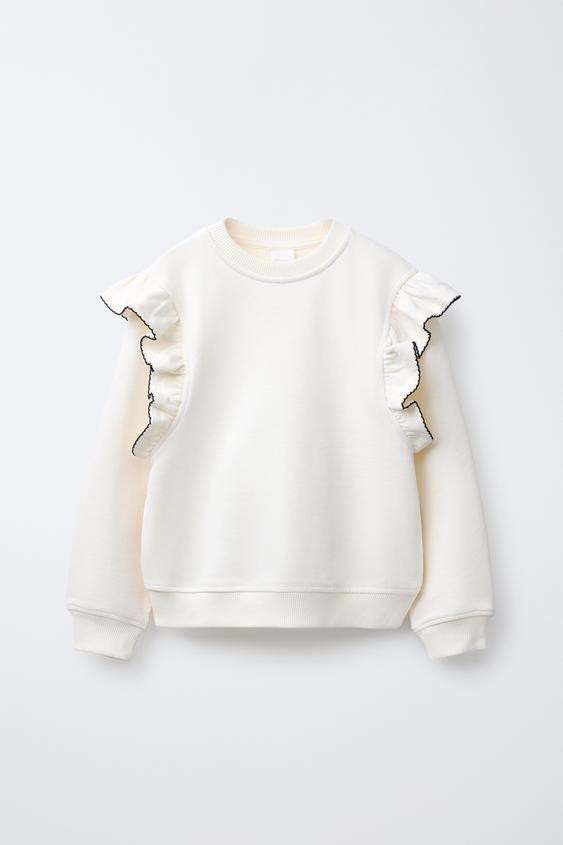 TOPSTITCHED RUFFLED SWEATSHIRT | Zara US