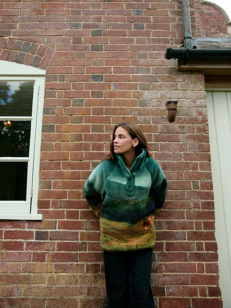 Green Woodland Scene Printed Borg Fleece Top | Next EU