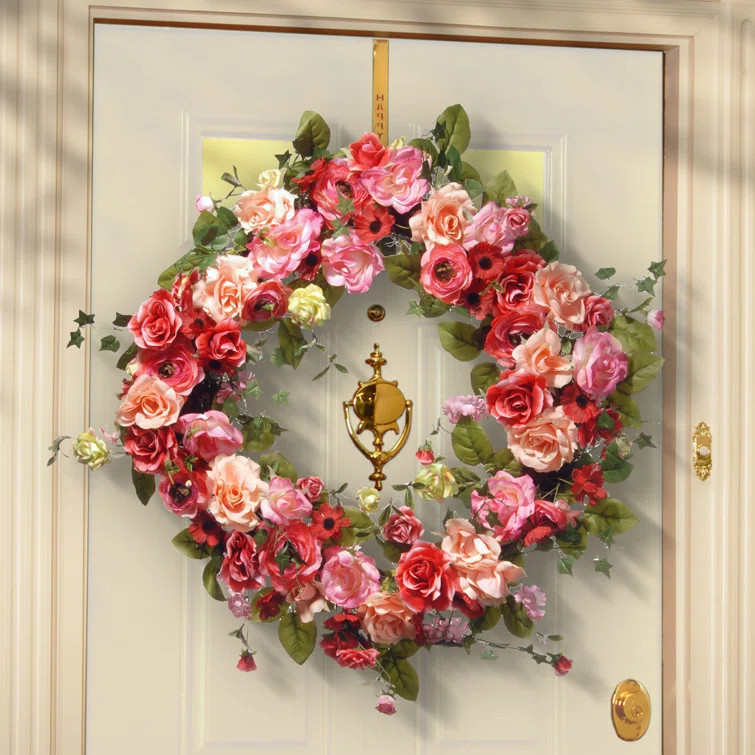 32" Mixed Rose Wreath | Wayfair North America