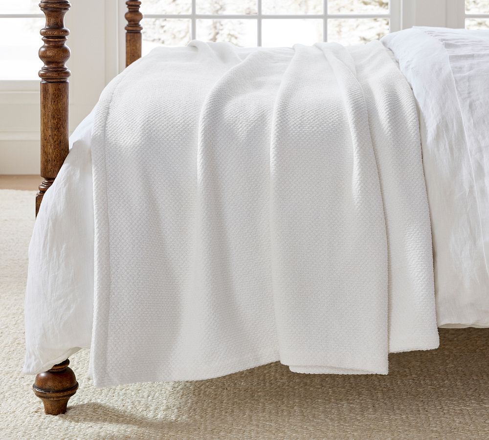 Washed Cotton Basket Weave Blanket | Pottery Barn (US)