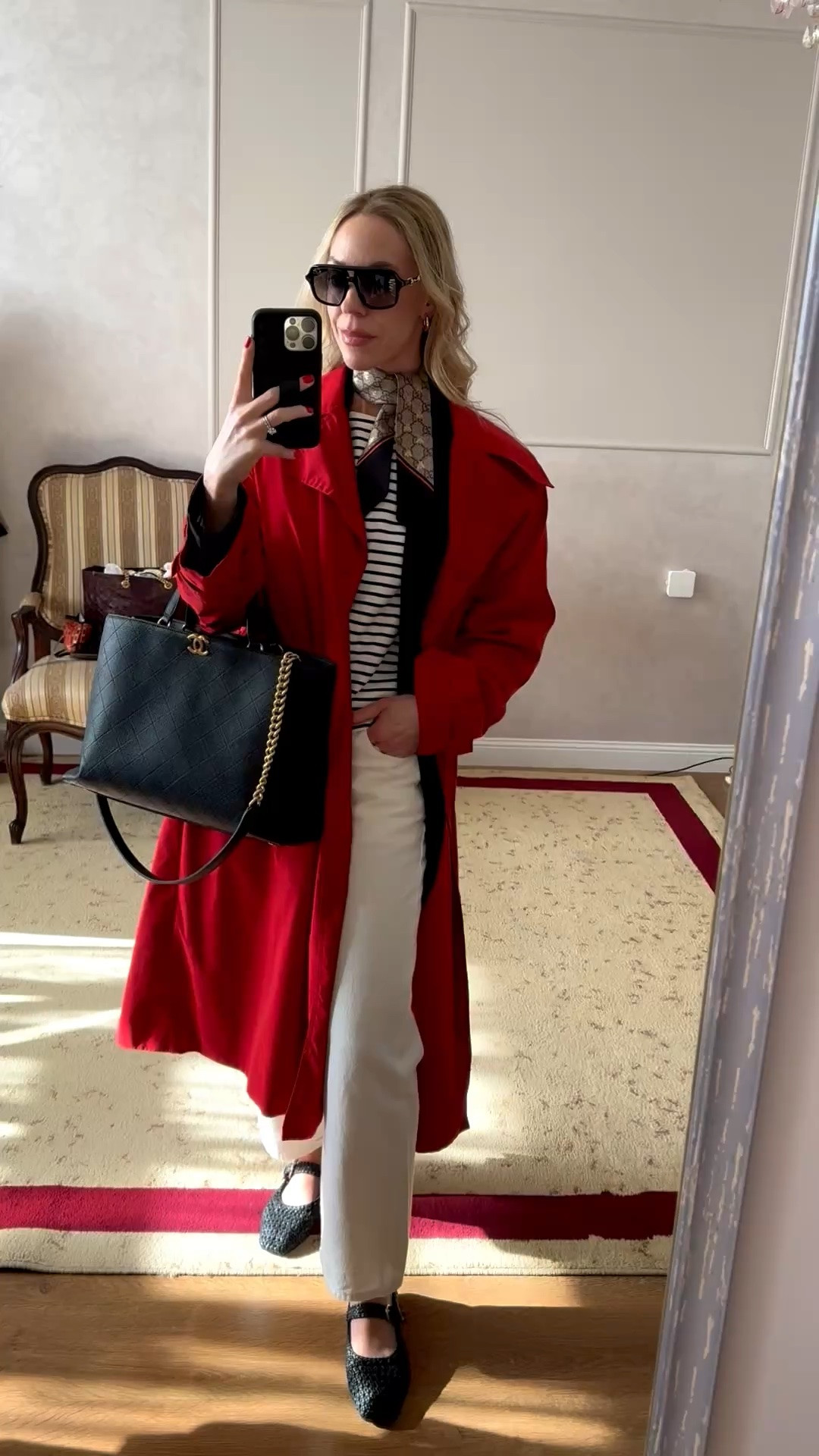 Work look of the day 

Trench coat, workwear, red coat, striped shirt, Gucci silk scarf, @levi white jeans, Mary Jane ballet flats

#LTKWorkwear #LTKSeasonal #LTKootd