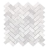 LUCA Kitchen & Bath LCMT1201 [Pack of 10] Italian Calacatta Herringbone Polished Marble Mesh-Mounted | Amazon (US)