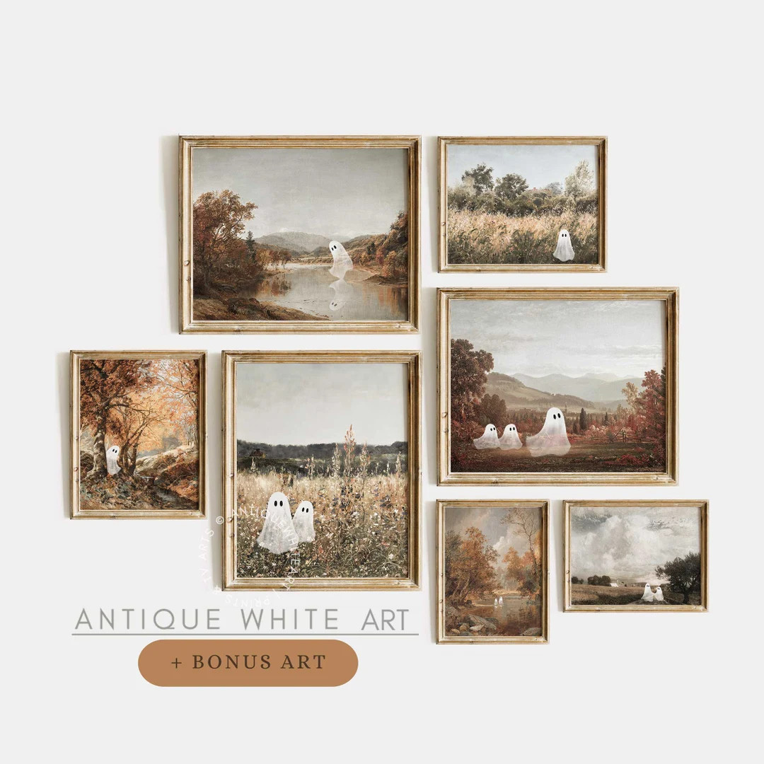 Cute Ghosts in Vintage Paintings, Printable Halloween Gallery Set, Halloween Decor, Farmhouse Gal... | Etsy (US)