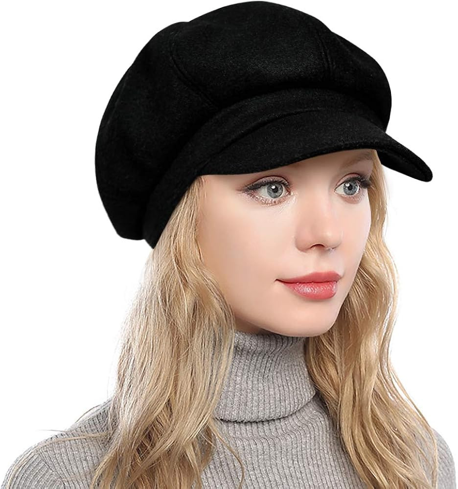 PanPacSight Women's Newsboy Hats Fall Wool Cabbie Beret Tweed Girls Paperboy Cap | Amazon (US)