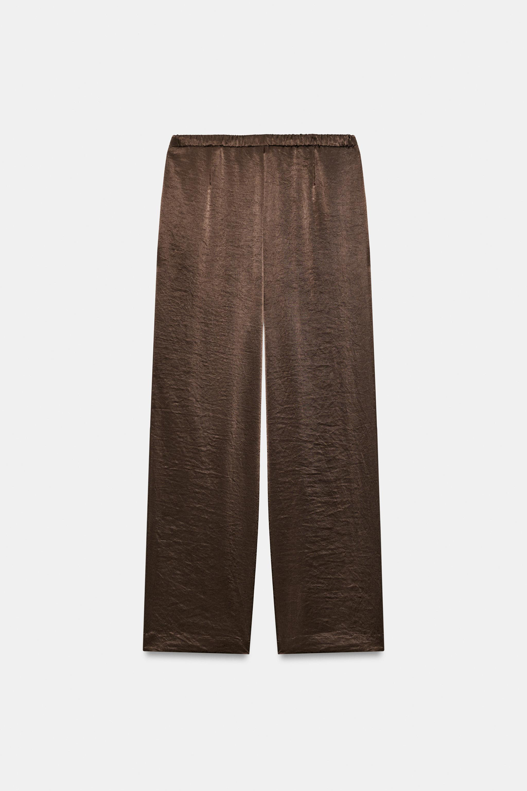 SATIN STRAIGHT TROUSERS | Zara UK