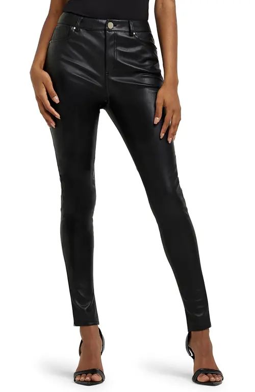 River Island Faux Leather Pants in Black at Nordstrom, Size 8 | Nordstrom