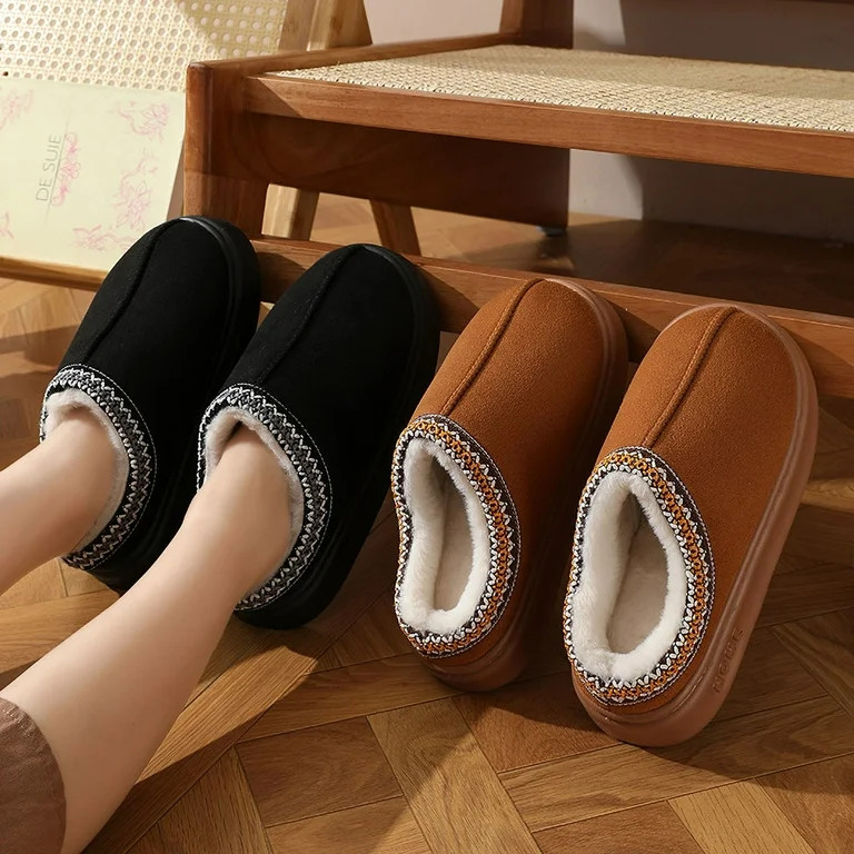BERANMEY Cozy Platform Fuzzy Slippers for Women and Men Short Ankle Slippers with Anti-Slip Sole ... | Walmart (US)