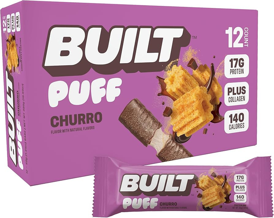 Built Bar, Puff Protein Bars, Churro Puff, 17g Protein Snacks, On-The-Go Bars, Only 140 Calories ... | Amazon (US)