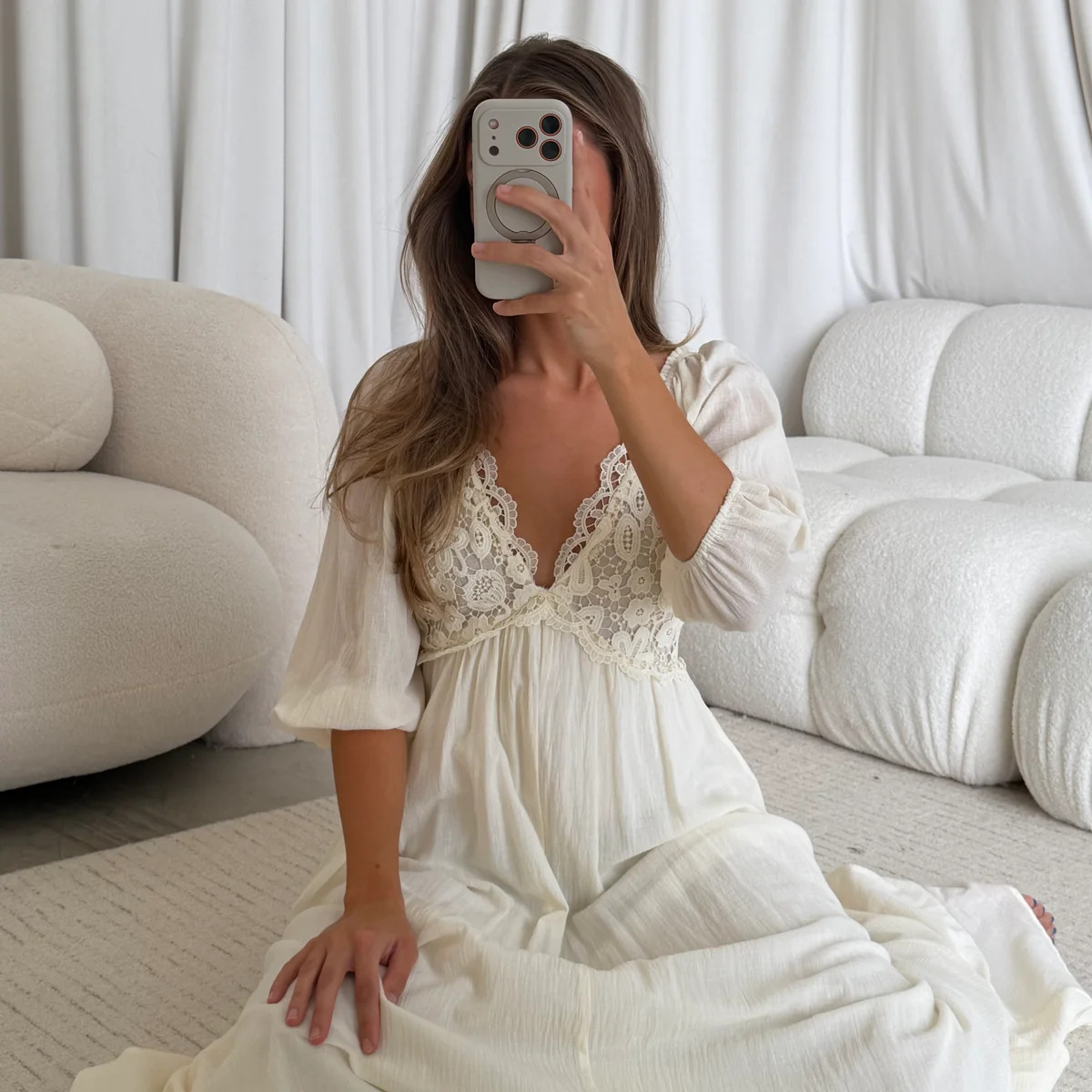 Lacey 100% Cotton Maxi Dress in Cream | Worth Collective
