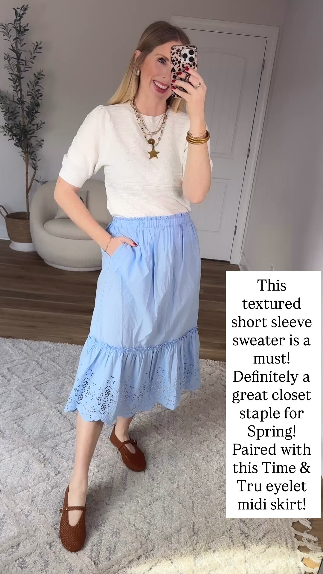 Walmart try on, midi skirt, short sleeve sweater 

#LTKstyletip #LTKfindsunder50