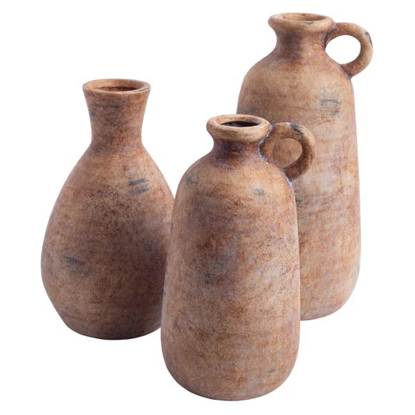 3 Piece Tan Ceramic Table Vase Set | Wayfair North America