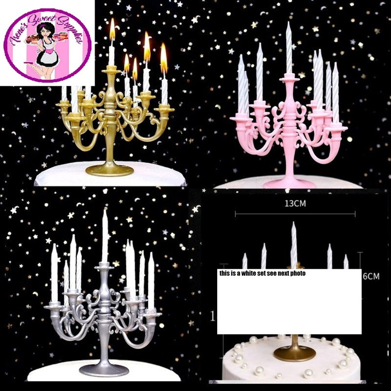 Cake Candelabra 4 Colors White Silver Gold and Pink Available 5.5 Inches H - Etsy | Etsy (US)