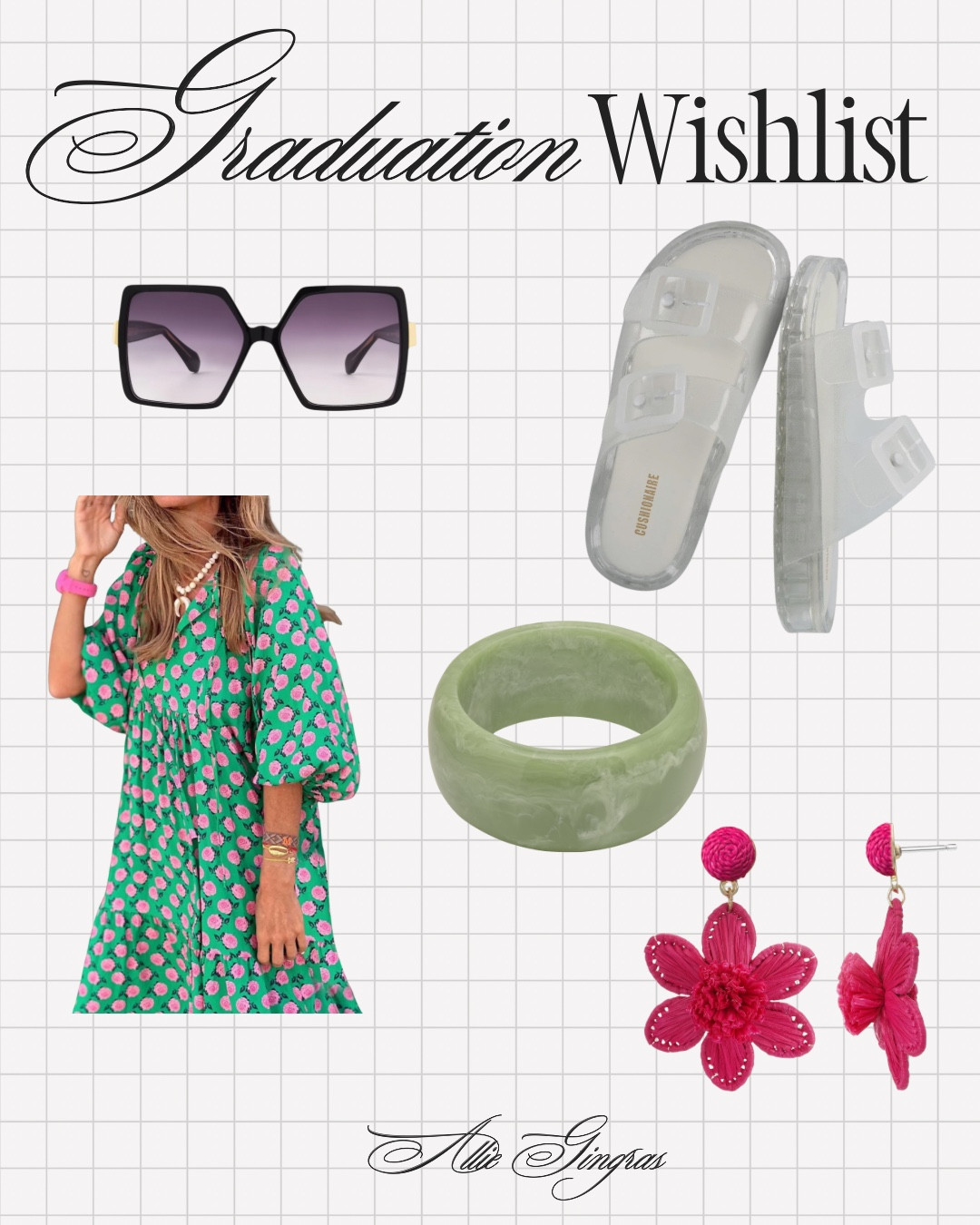 Graduation season has me adding everything to my cart 🎓🤍 The green floral dress, clear sandals, pink flower earrings, jade ring, and oversized sunnies this is the outfit formula for every outdoor ceremony and party on the calendar. All linked 👇
Which piece is your favorite?

#LTKootd #LTKSeasonal #LTKgrwm