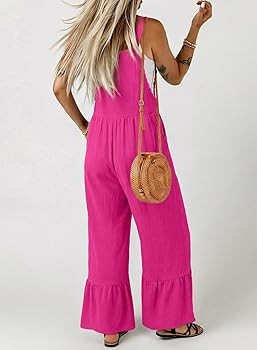 Dokotoo Women's Lace Casual Overalls Summer Jumpsuit Loose Baggy Wide Leg Ruffle Pants Rompers wi... | Amazon (US)