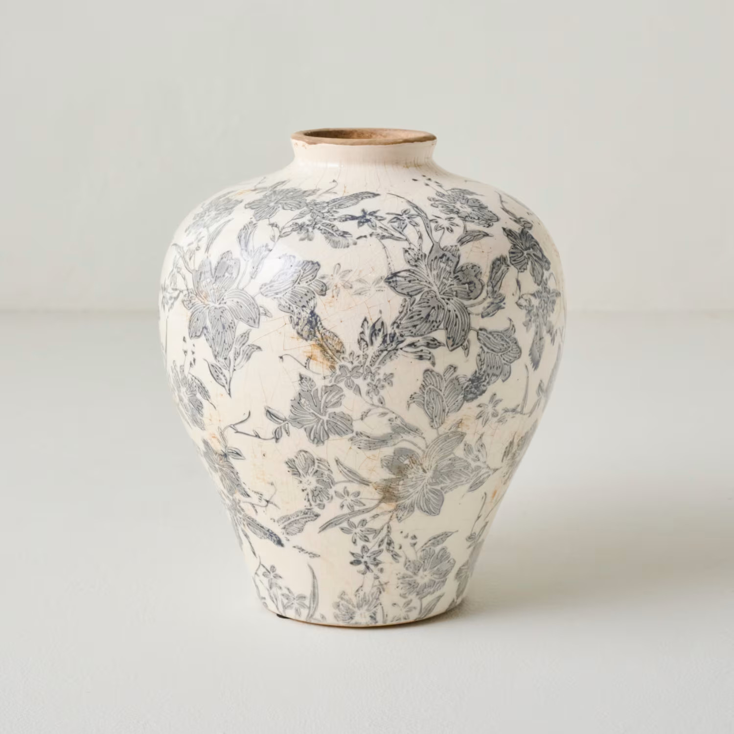 Distressed Grey and White Floral Vase | Magnolia