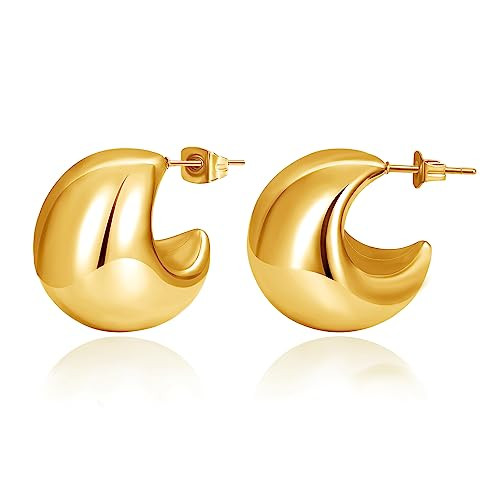 DoreenBox Chunky Gold Hoop Earrings for Women, 18K Gold Plated Lightweight Waterdrop Earrings Hypoallergenic Drop Earrings Fashion Statement Jewelry for Women | Amazon (US)