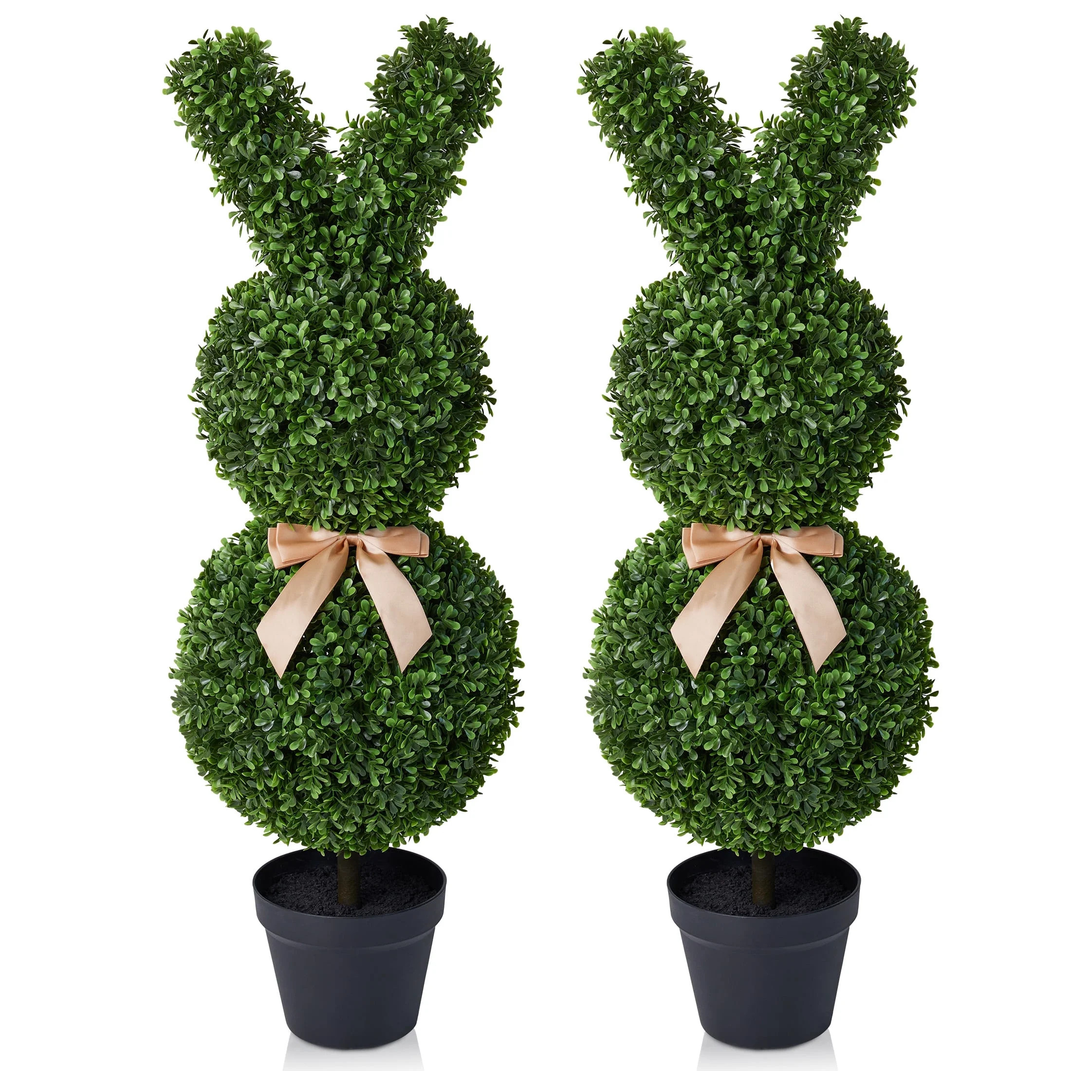DR.Planzen 2 Pack 36'' Artificial Boxwood Easter Bunny Topiary, Green Spring Outdoor Indoor Decor | Walmart (US)