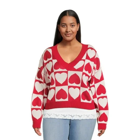 Madden NYC Juniors Plus Dolman Sleeve Jacquard Sweater, Midweight | Walmart (US)