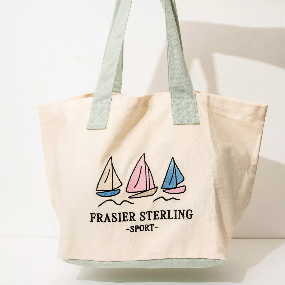 Frasier Sterling Sport Sail Boats Tote Bag Cream/Mint | Target