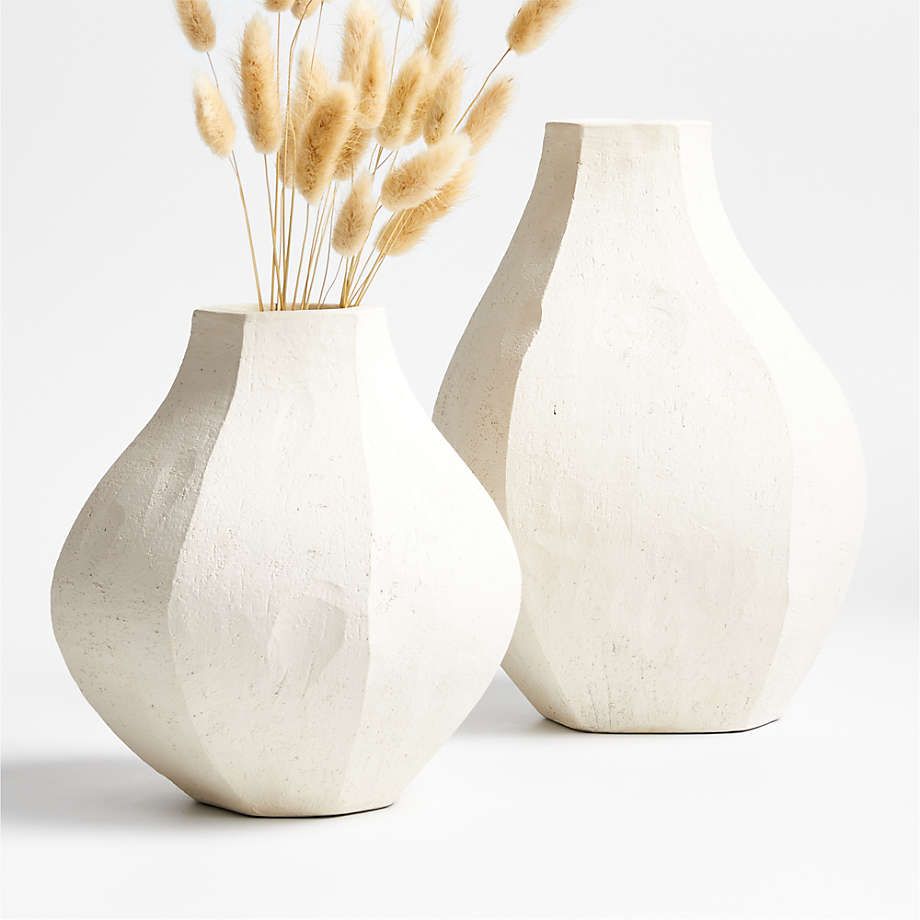 Facette White Vase 8.5" by Athena Calderone | Crate & Barrel