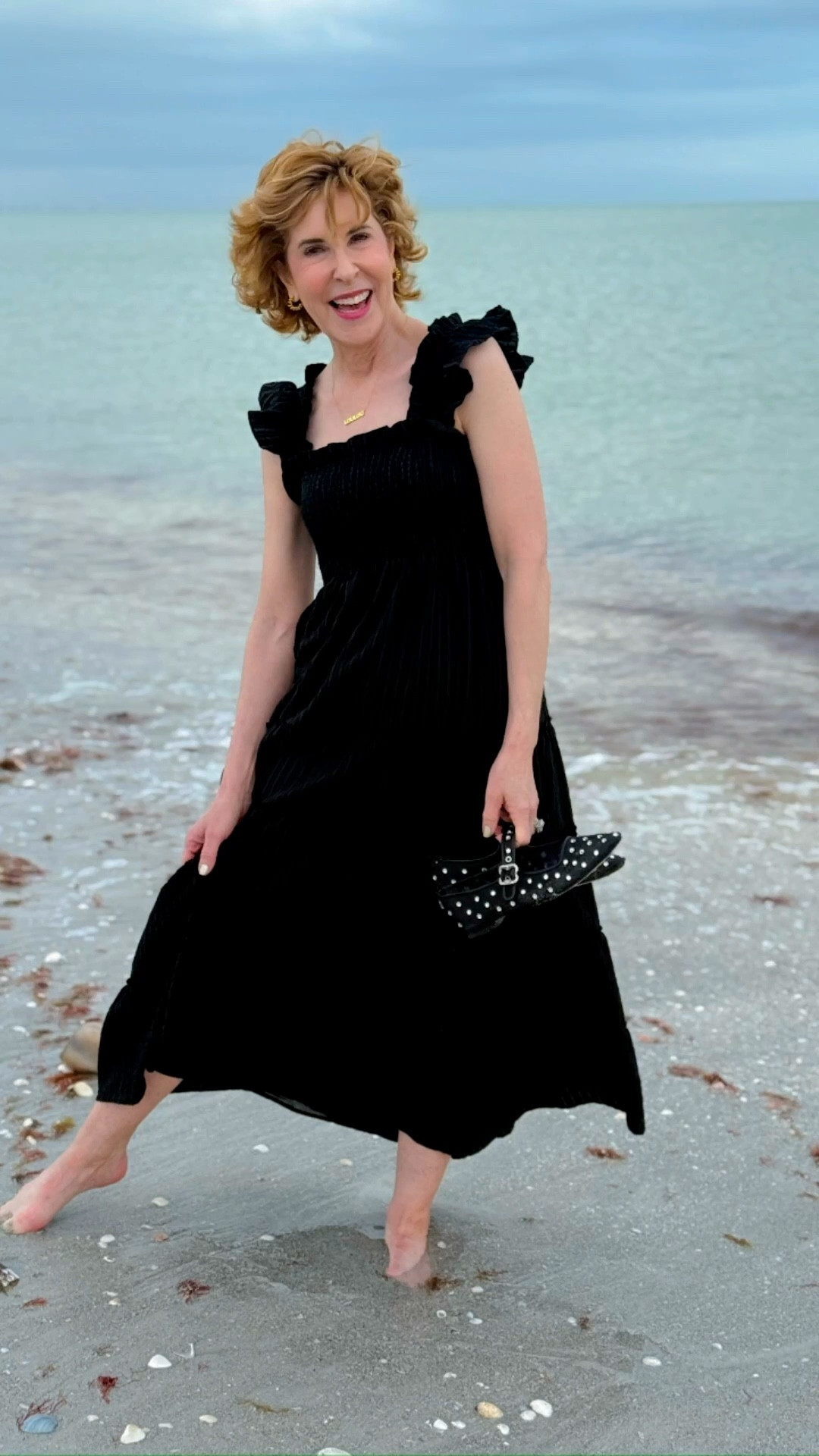 This smocked maxi dress is such an easy summer piece. The feminine ruffled shoulders and tiered skirt make it feel polished, while the lightweight seersucker fabric is breathable and great for travel. I styled it with square-toe Mary Jane flats with a jewel-detailed mesh upper and adjustable strap for a pretty, eye-catching finish.

#LTKTravel #LTKOver40 #LTKSeasonal