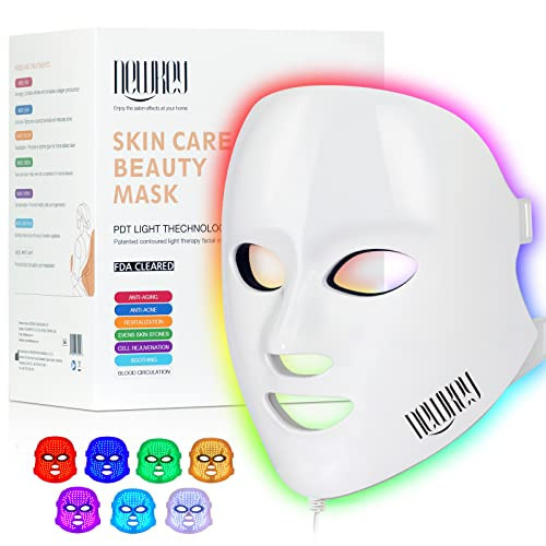 NEWKEY Red Light Therapy for Face, LED Face Mask Light Therapy for Wrinkles,7 Colors Red Light Therapy Mask,Korea PDT Technology Red Light Mask for Winkles | Amazon (US)