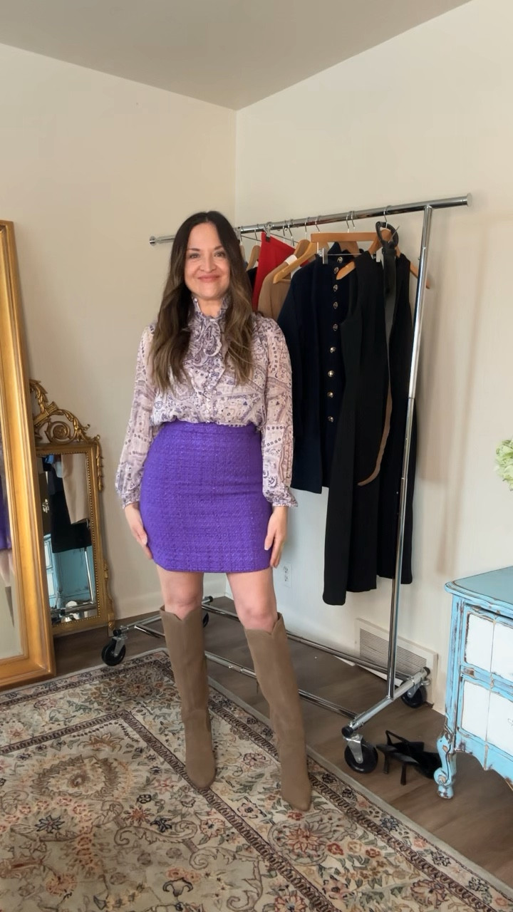 Petite work outfit. I love this purple tweed skirt. All on sale! I am a boot lover so I pair boots as my first outfit pairing go-to. 

Size 0 skirt
Size xs top 

I am 5’1” 122 lbs and 52


#tweed #tweedskirt #purple #purpleskirt #purpletweed #anntaylor #petite #agelesspetitestyle #petitestyle #workstyle #bossbabestyle #over40 #over50

#LTKsalealert #LTKover40 #LTKworkwear