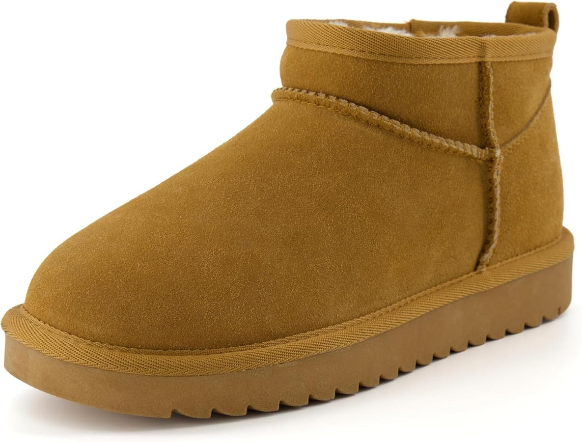 CUSHIONAIRE Women's Hip 2 Genuine Suede Ankle Snow Boots - Pull-On with Cozy Faux Shearling Linin... | Amazon (US)