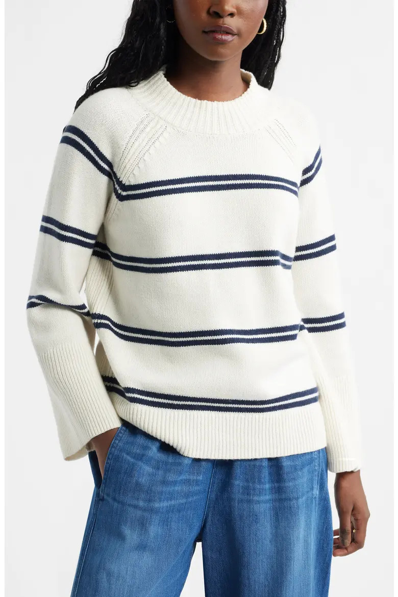 Bell Sleeve Mock Neck Merino Wool & Cotton Sweater (Women) | Nordstrom | Nordstrom