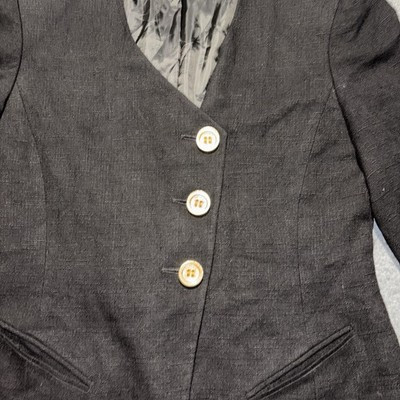 Christian Dior Vintage Women’s Blazer Black Linen Look | Gold Buttons | Made USA | eBay US