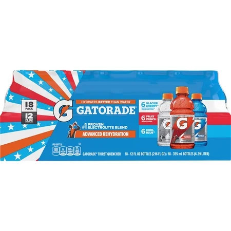 Gatorade Sports Drink, Fruit Punch/Glacier Cherry/Cool Blue Variety Pack, 12 fl oz, 18 Count Bottles | Walmart (US)