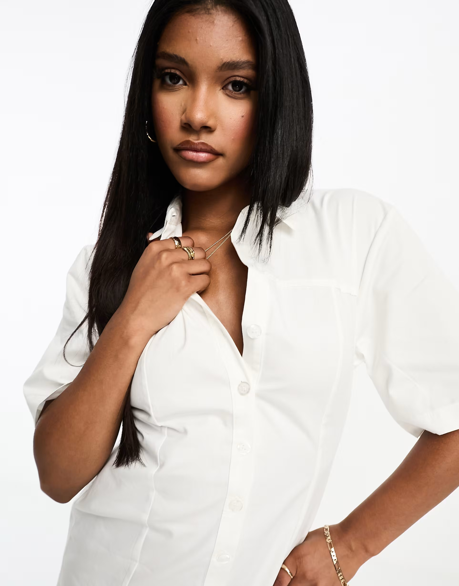 ASOS DESIGN twill mini shirt dress in white | ASOS (Global)