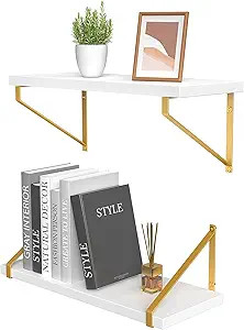 AMADA HOMEFURNISHING Floating Shelves Wall Mounted, White Wall Shelf for Bathroom, Living Room, B... | Amazon (US)