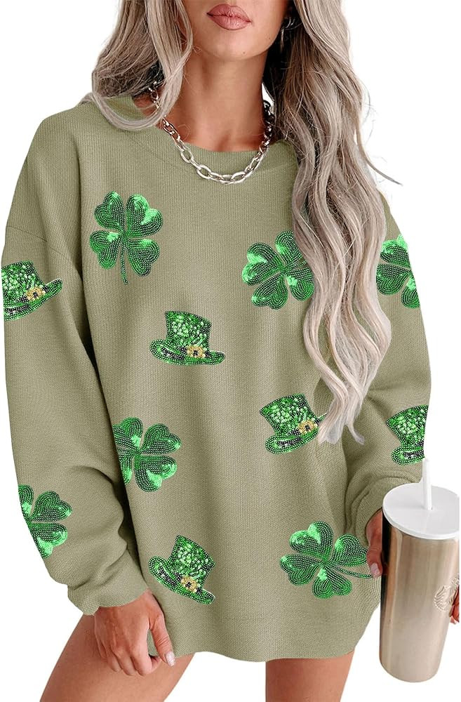 MARZXIN Women 2026 Holiday Casual Mardi Gras Sweatshirts Long Sleeve Sequin Sweatshirt Fashion Gl... | Amazon (US)