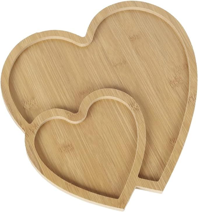 Heart Piece Wood Serving Tray, Heart Shaped Wooden Trays for Decor , Wood Trays Home Decor for Sn... | Amazon (US)