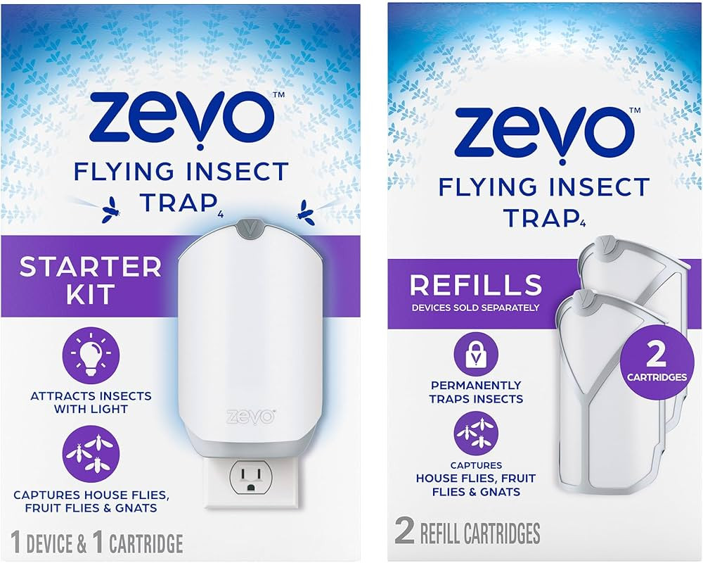 Zevo Flying Insect Trap, Fly Trap + Refill Cartridge Pack (1 Plug-in Base + 3 Total Refill Cartri... | Amazon (US)
