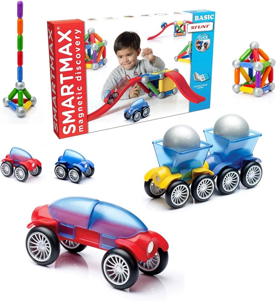 SmartMax Stunt Cars (Basic Stunt) STEM Magnetic Discovery Building Set with Moving Vehicles Featu... | Amazon (US)