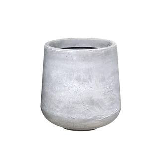 15.3"" Dia Natural Concrete Round Planter with Drainage Plug for Home Garden Patio | The Home Depot