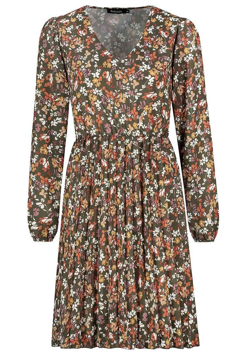 SUBLEVEL A-Linien-Kleid »Plisseekleid mit Blumenmuster« | OTTO (DE)