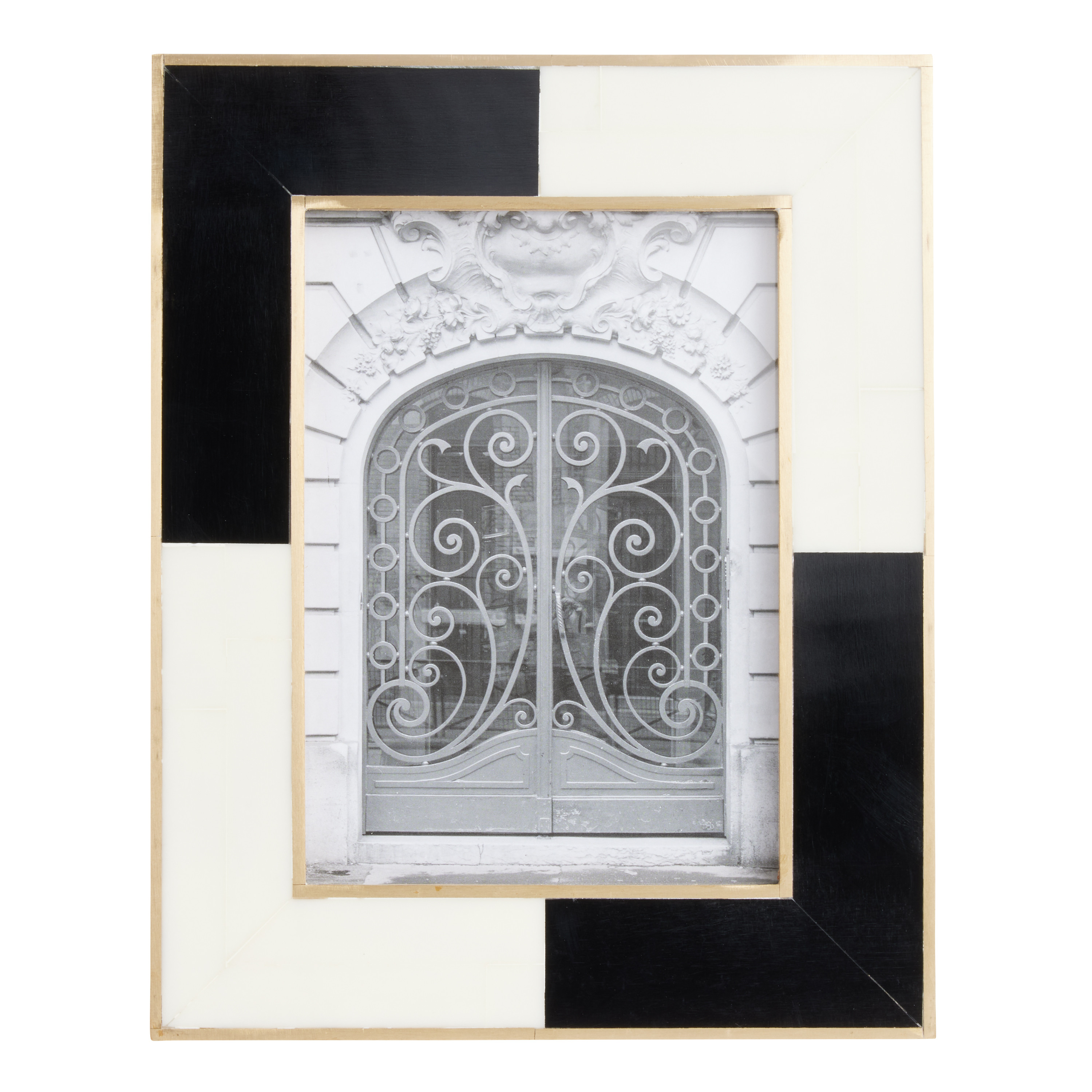 Black And White Color Block Brass Border Frame | World Market