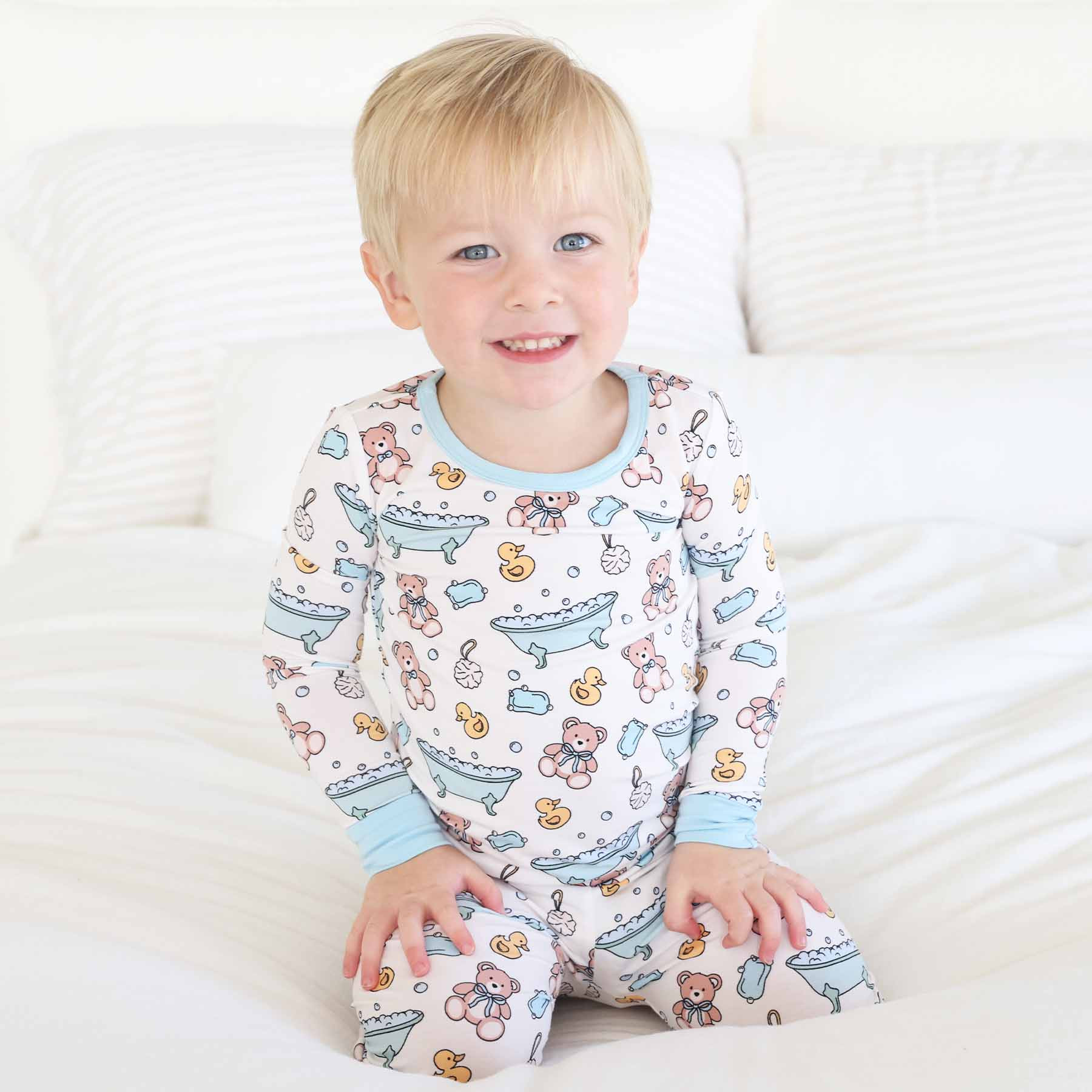 Bathtime Besties Two Piece Pajama Set | Blue | Caden Lane