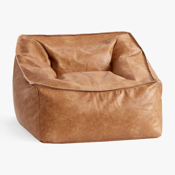 Faux Leather Caramel Modern Lounger | Pottery Barn Teen