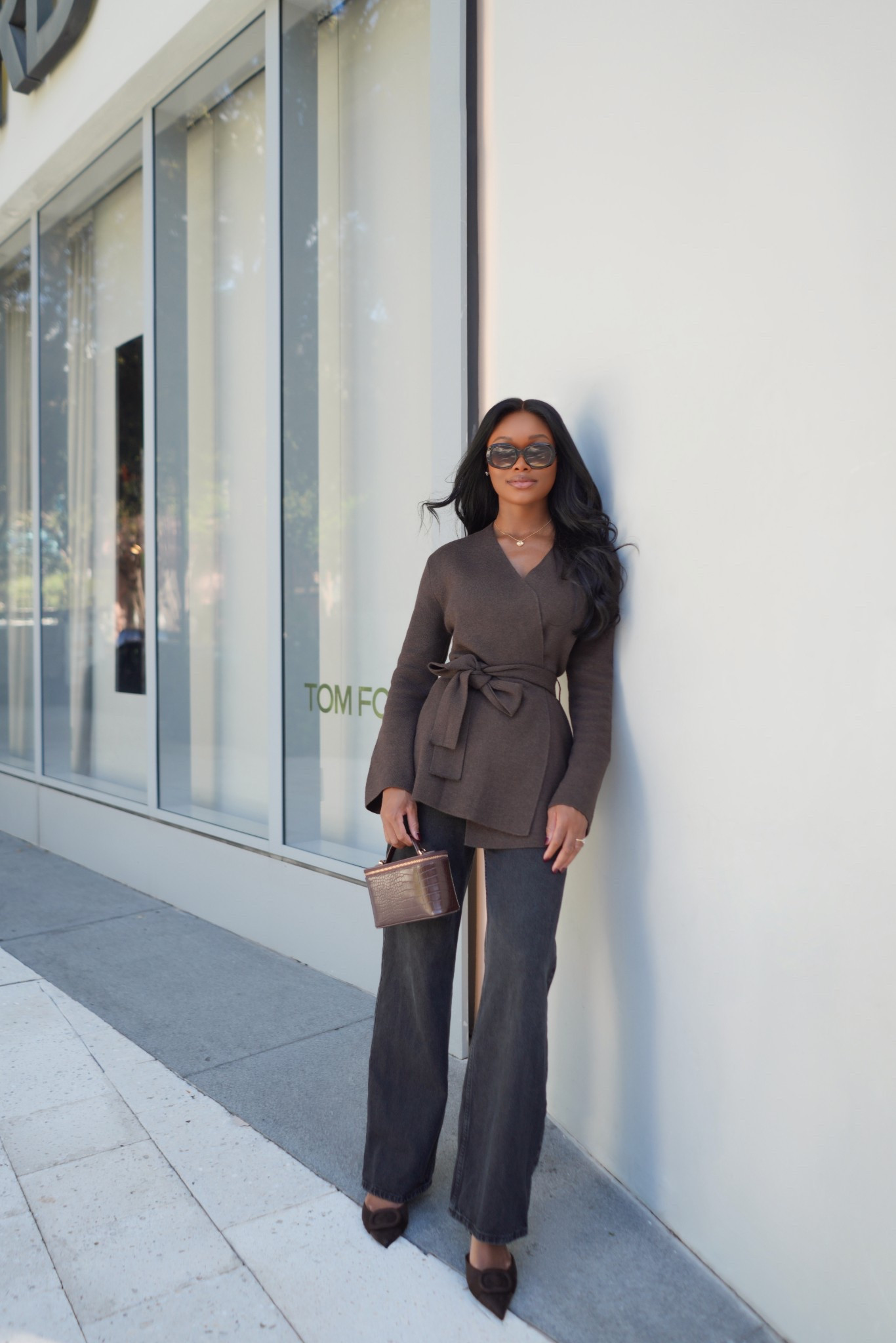 brown knits + black denim 🤎

cardigan outfit, spring outfits 2026, brown heels outfits, wrap cardigan, brown suede heels, slingback heels, chic outfits for spring, zara outfits, tortoise sunglasses, black jeans, belted knit cardigan, vanity bag 

#LTKWorkwear #LTKootd #LTKgrwm