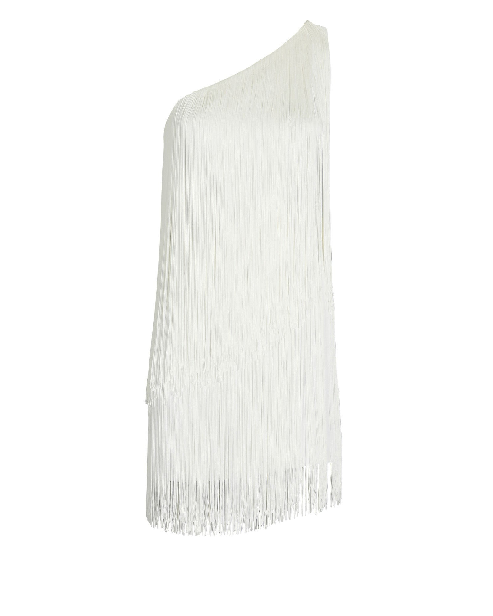 Cascada One-Shoulder Fringed Satin Mini Dress | INTERMIX