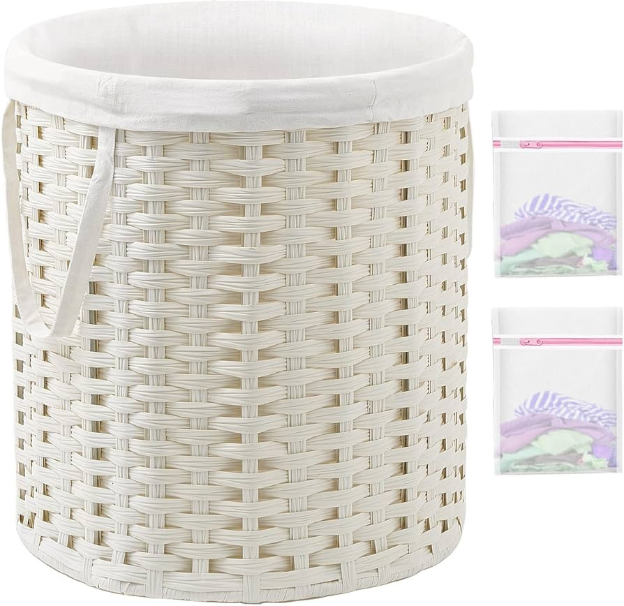 Laundry Hamper Round Laundry Basket 26.5 Gal (100L) Rattan Laundry Hamper, Handwoven Wicker Laund... | Amazon (US)