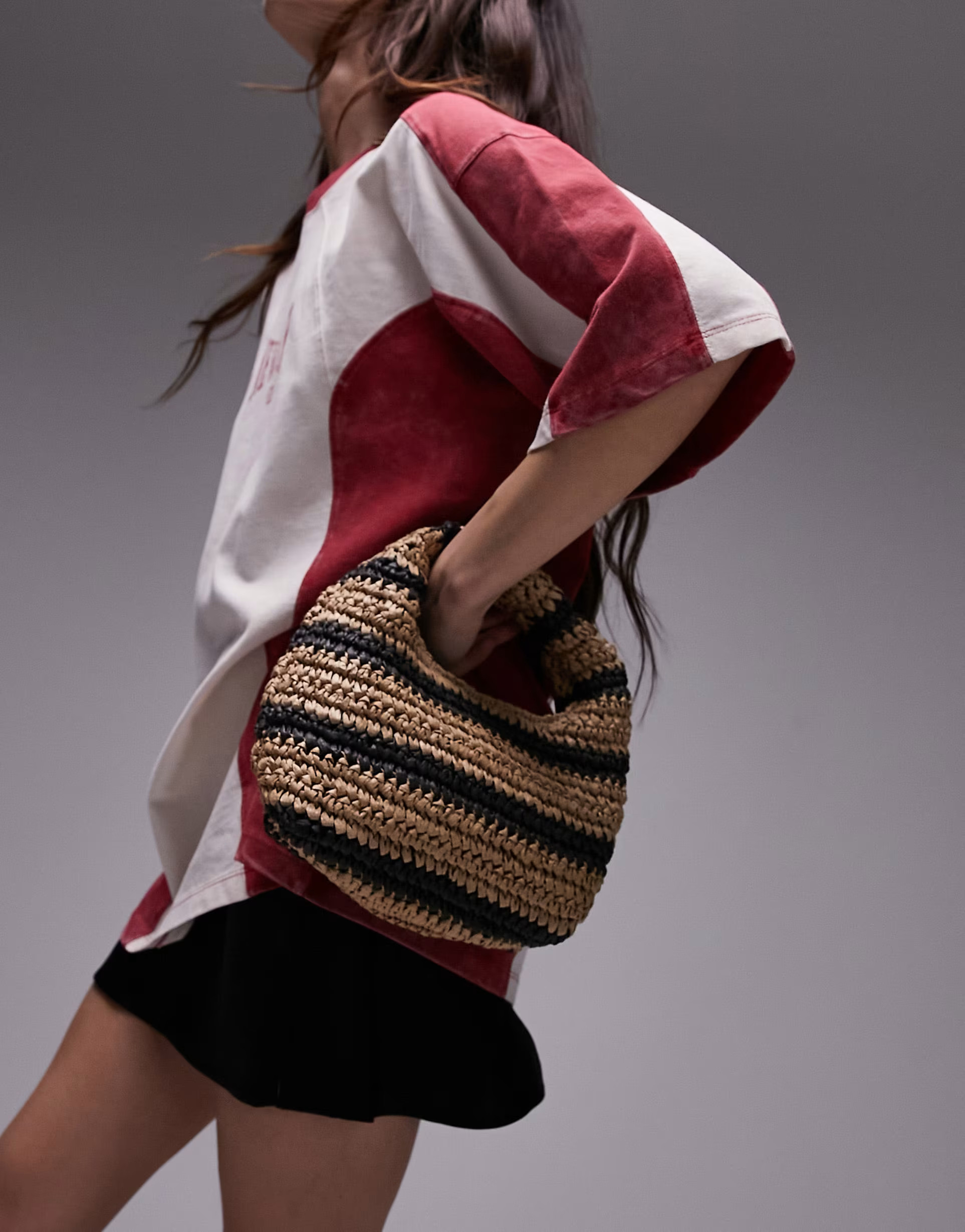 Topshop Groovy straw grab bag in black stripe | ASOS | ASOS (Global)