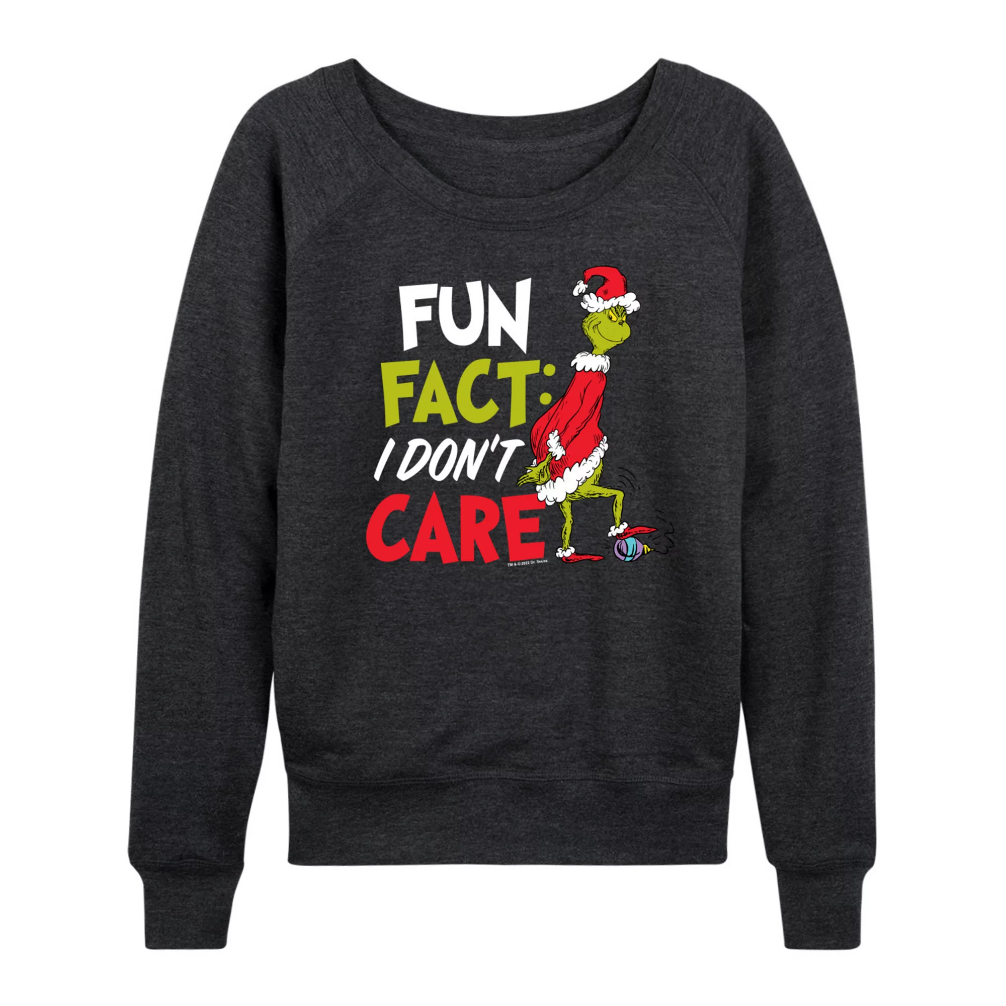 Women's Dr. Seuss The Grinch I Don't Care French Terry Long Sleeve Tee | Kohl's